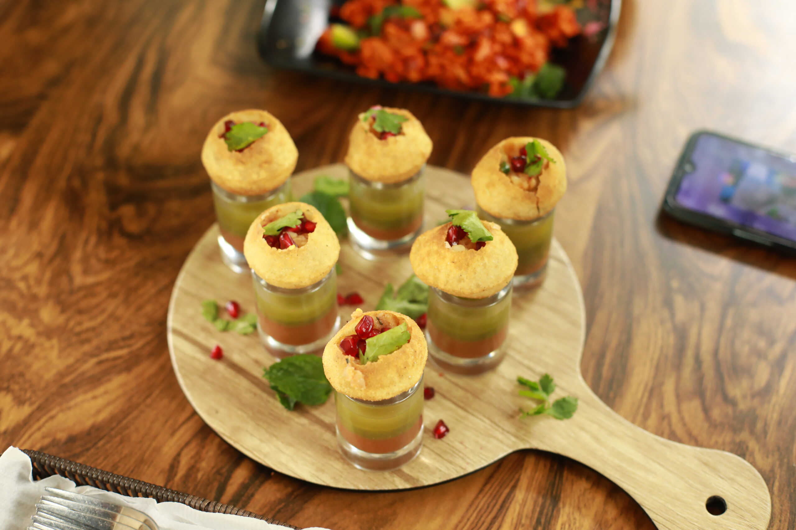 Pomegranate Pani Puri Shots